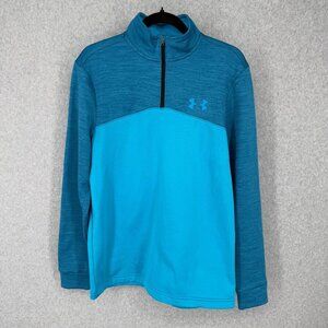 Under Armour Mens Fleece Lined 1/4 Zip Pullover Size S Blue Loose Fit Coldgear